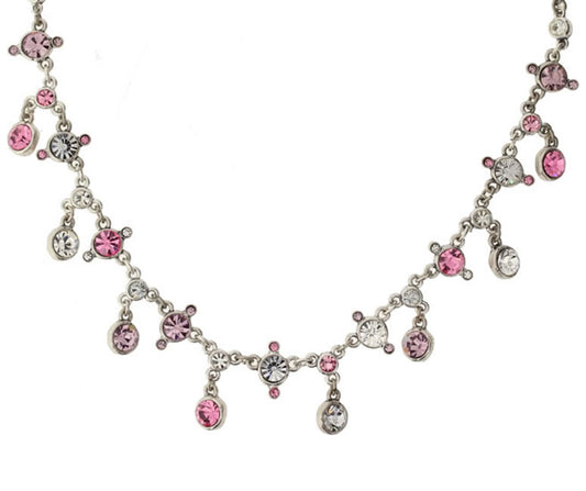 A&C Funky Crystals Allround Necklace, Pink/Silver