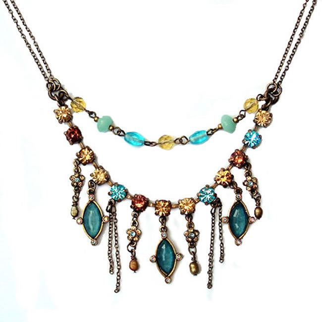 A&C Hollywood Dream Spectacular Necklace, Blue/Brown/Gold