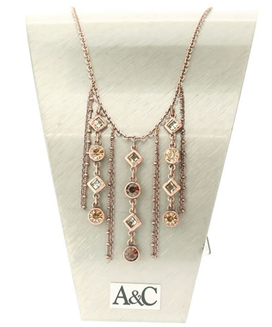 A&C Classic Square Beautiful Drop Necklace, Brown/Grey/Copper