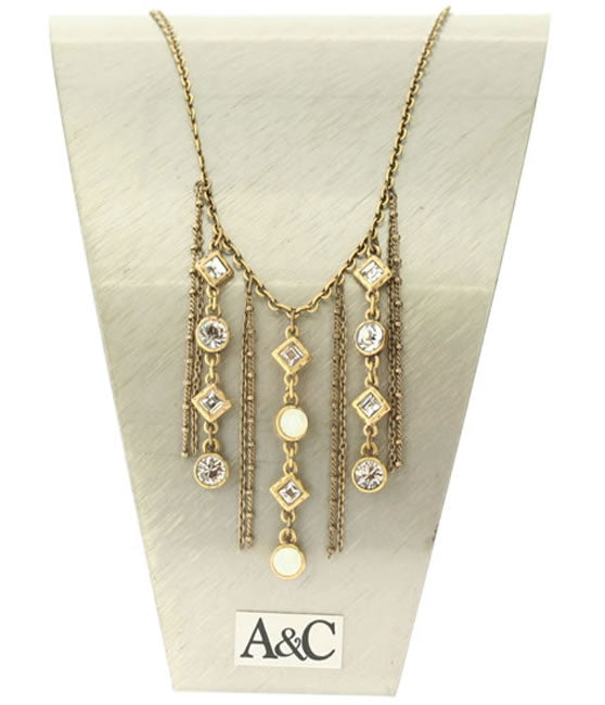 A&C Classic Square Beautiful Drop Necklace, Crystal/Gold