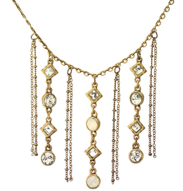 A&C Classic Square Beautiful Drop Necklace, Crystal/Gold