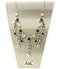 A&C Classic Party Most Elaborate Drop Necklace, Black/Crystal/Silver
