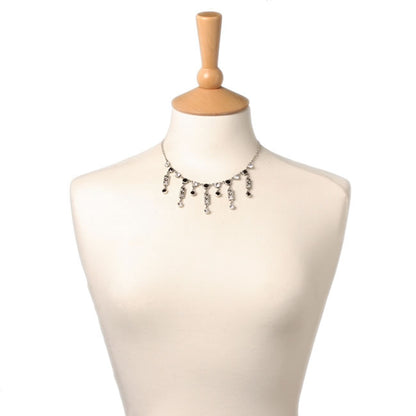 A&C Classic Party Most Elaborate Drop Necklace, Black/Crystal/Silver