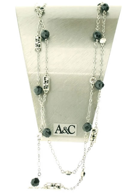 A&C Classic Party Very Long Necklace, Black/Silver