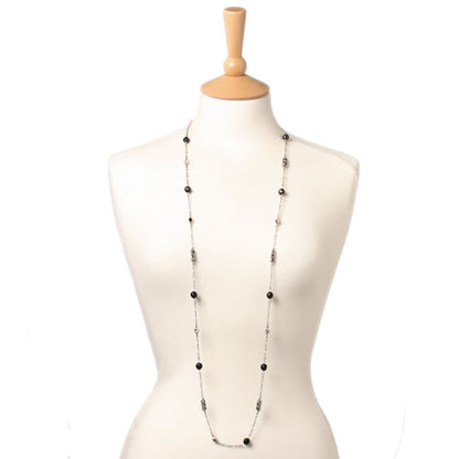 A&C Classic Party Very Long Necklace, Black/Silver