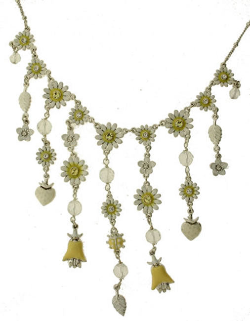 A&C Wild Flower Magnificent Necklace, Creamy Yellow/White/Silver