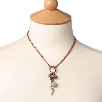 A&C Zanzibar Charm Drop Necklace, Mint/Copper