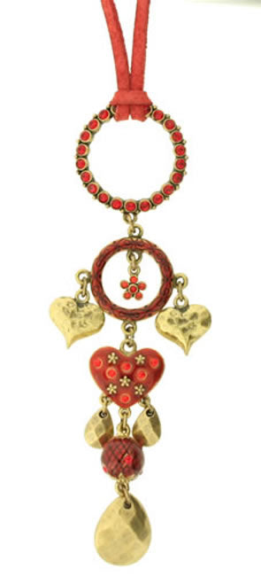 A&C Sparkling Heart Gorgeous Necklace, Red/Gold