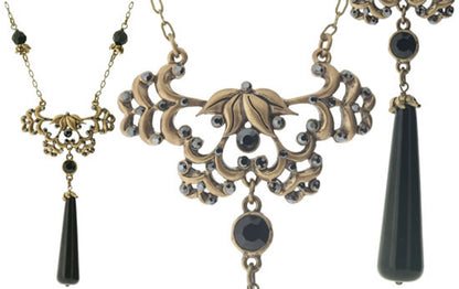 A&C Black Romance Most Elaborate Necklace, Black/Gold