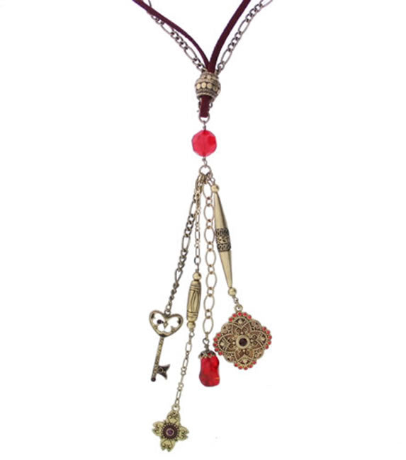 A&C Traditions Stunning Long Necklace, Red/Gold