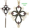 A&C Gothic Cross Very Long Necklace Purple/Black/Gold