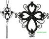 A&C Gothic Cross Very Long Necklace Matt Black