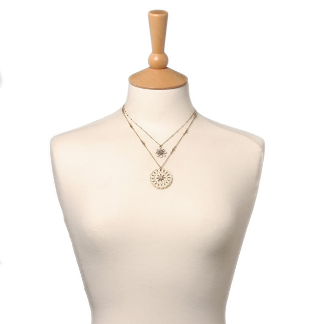 A&C Cotton Lace Twin Chain Necklacewhite/Gold