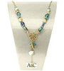 A&C Globe Trotter Elaborate Necklace, Turquoise/Gold