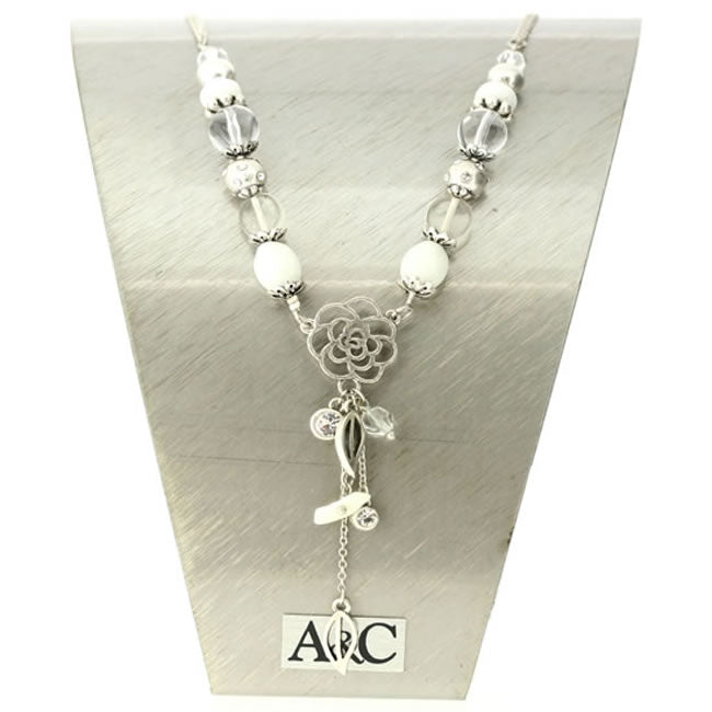 A&C Globe Trotter Elaborate Necklace, White/Silver