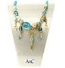 A&C Globe Trotter Most Elaborate Necklace, Turquoise/Gold
