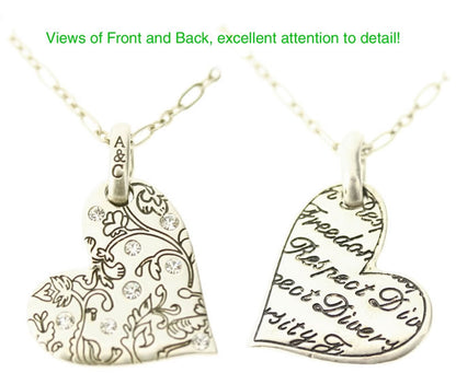 A&C Love Story Small Heart Pendant, Silver