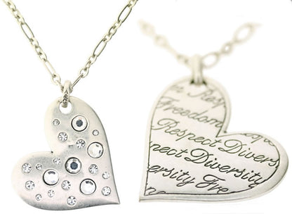 A&C Love Story Long Heart Pendant Necklace, Silver