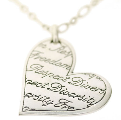 A&C Love Story Long Heart Pendant Necklace, Silver