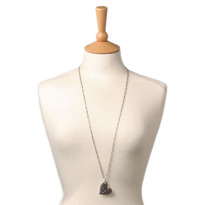 A&C Love Story Long Heart Pendant Necklace, Silver
