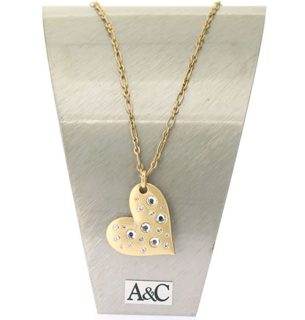 A&C Lovestory Long Heart Pendant Necklace, Gold