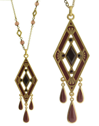 A&C Deco Beautiful Long Pendant Necklace purple/Gold