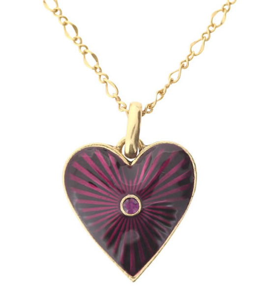 A&C Sweethearts Lovely Heart Pendant, Purple/Gold