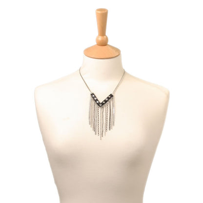 A&C Metallic Fringe, Necklace, Black/Silver