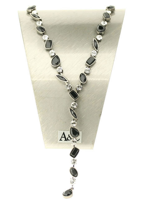 A&C Stripy Stones Elegant Necklace, Black/Dark