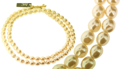 A&C Basically Glass Faceted Beaded Necklace, Cream/Silver