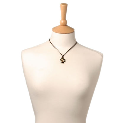 A&C Bogolan Small Pendant, Suede-Style Thong, Black/Brown/Green/Gold