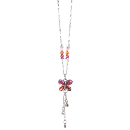 A&C Tropical Butterfly, Pendant Fushia/Orange/Silver