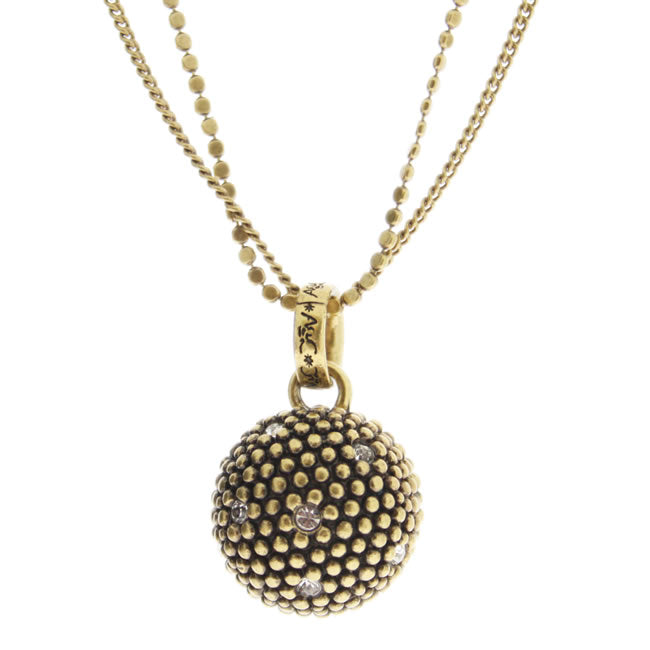 A&C Diamond Ball, Twin Chain Necklace, Crystal/Gold