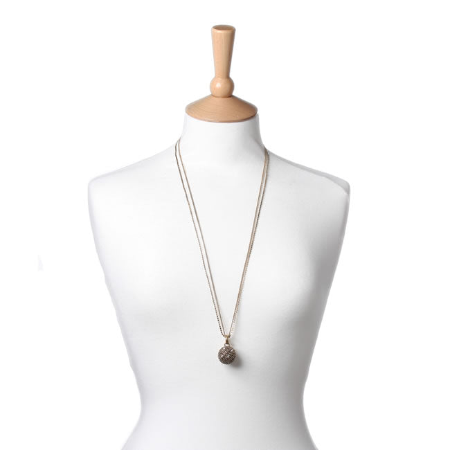 A&C Diamond Ball, Twin Chain Necklace, Crystal/Gold