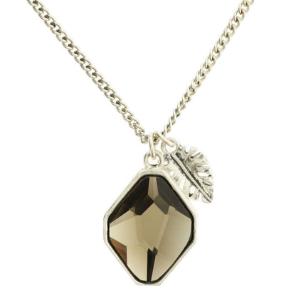 A&C Tropical Leaf Necklace Smokey Grey/Silver
