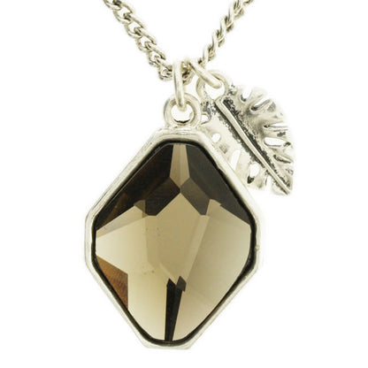 A&C Tropical Leaf Necklace Smokey Grey/Silver