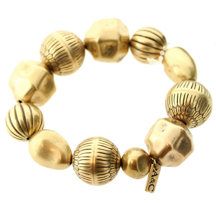 A&C Metal Nuggets Chunky Bracelet, Gold/Crystal
