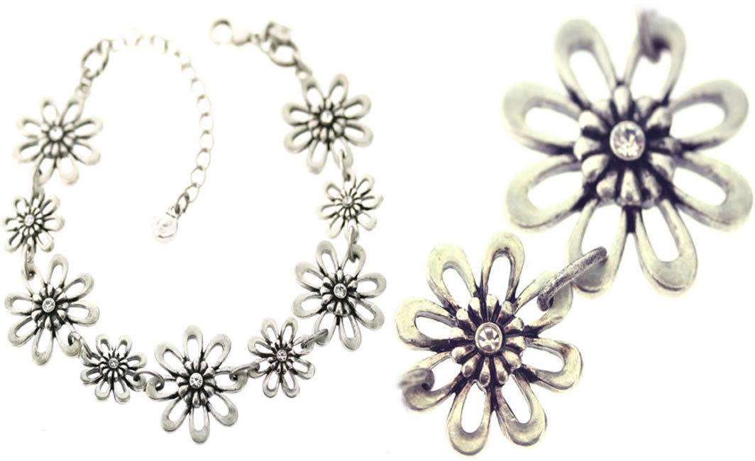 A&C Cotton Lace Simple But Beautiful Bracelet, Grey/Silver