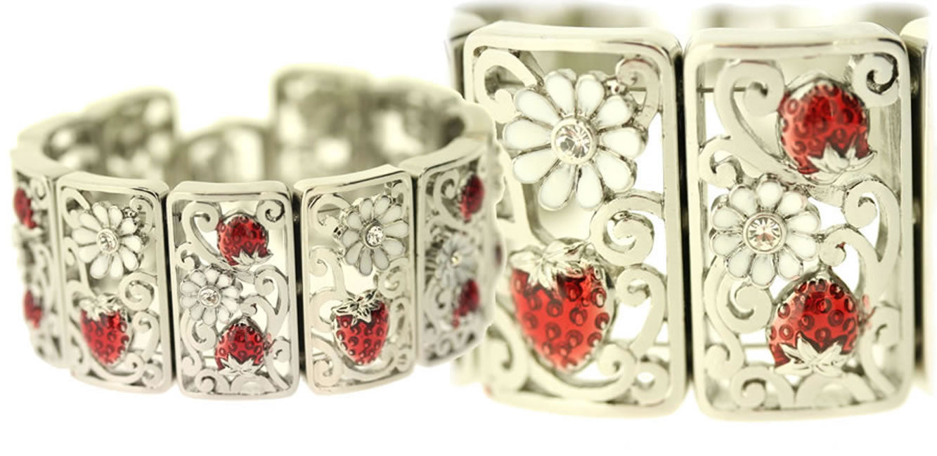 A&C Strawberry Stunning Bracelet, Red/Silver