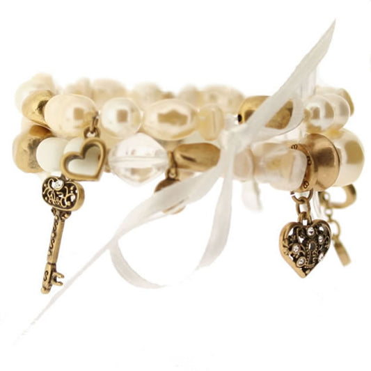 A&C Keys And Pearls Elasticated Beaded Bracelet,