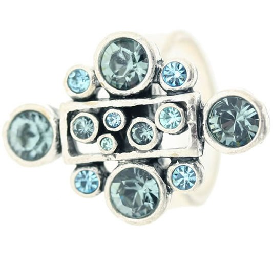 A&C Classic Party Beautiful Adjustable Ring, Blue/Silver