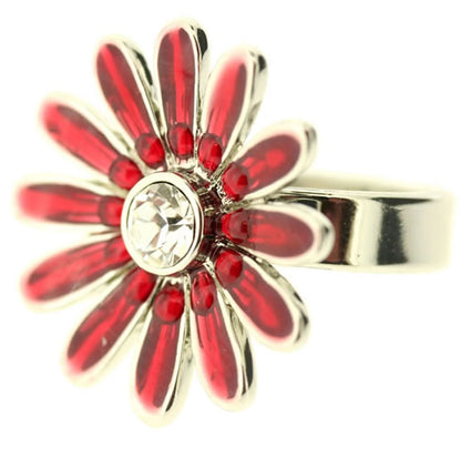 A&C Daisy Oh So Gorgeous Adjustable Ring, Red/Silver