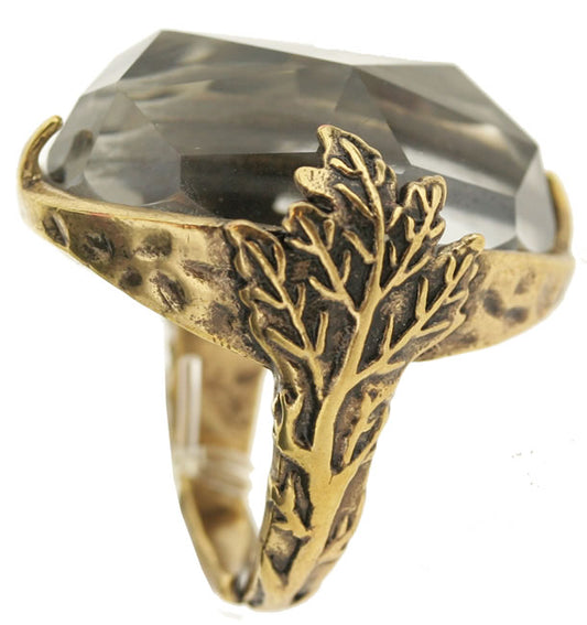 A&C Maple Leaf, Stunning  Ring, Crystal/Gold