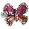A&C Tropical Butterfly, Adjustable Ring Fushia/Orange/Silver