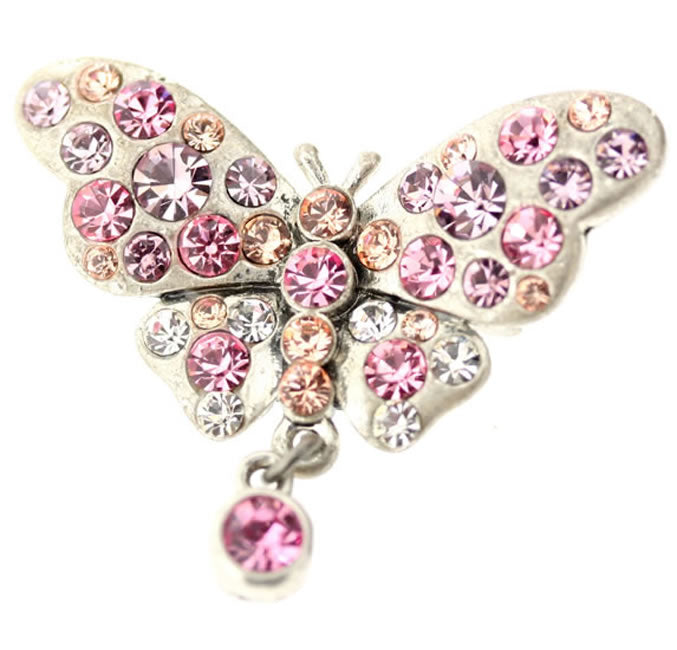 A&C Classic Beauty Butterfly Brooch, Rose/Silver