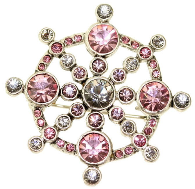 A&C Funky Crystals Beautiful Brooch, Pink/Silver