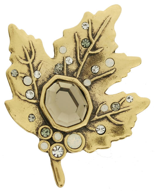 A&C Maple Leaf, Brooch Crystal/Gold
