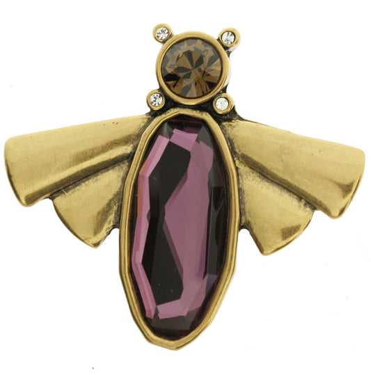 A&C Lucky Bug Brooch, Purple/Gold