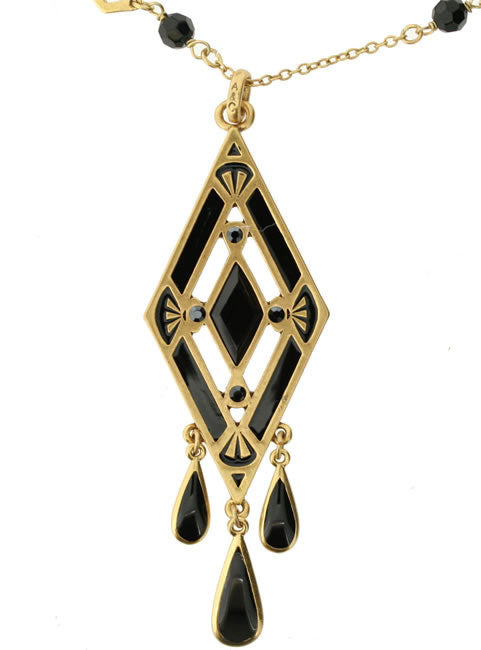A&C Deco Beautiful Long Pendant Necklaceblack/Gold