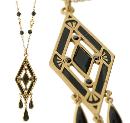 A&C Deco Beautiful Long Pendant Necklaceblack/Gold
